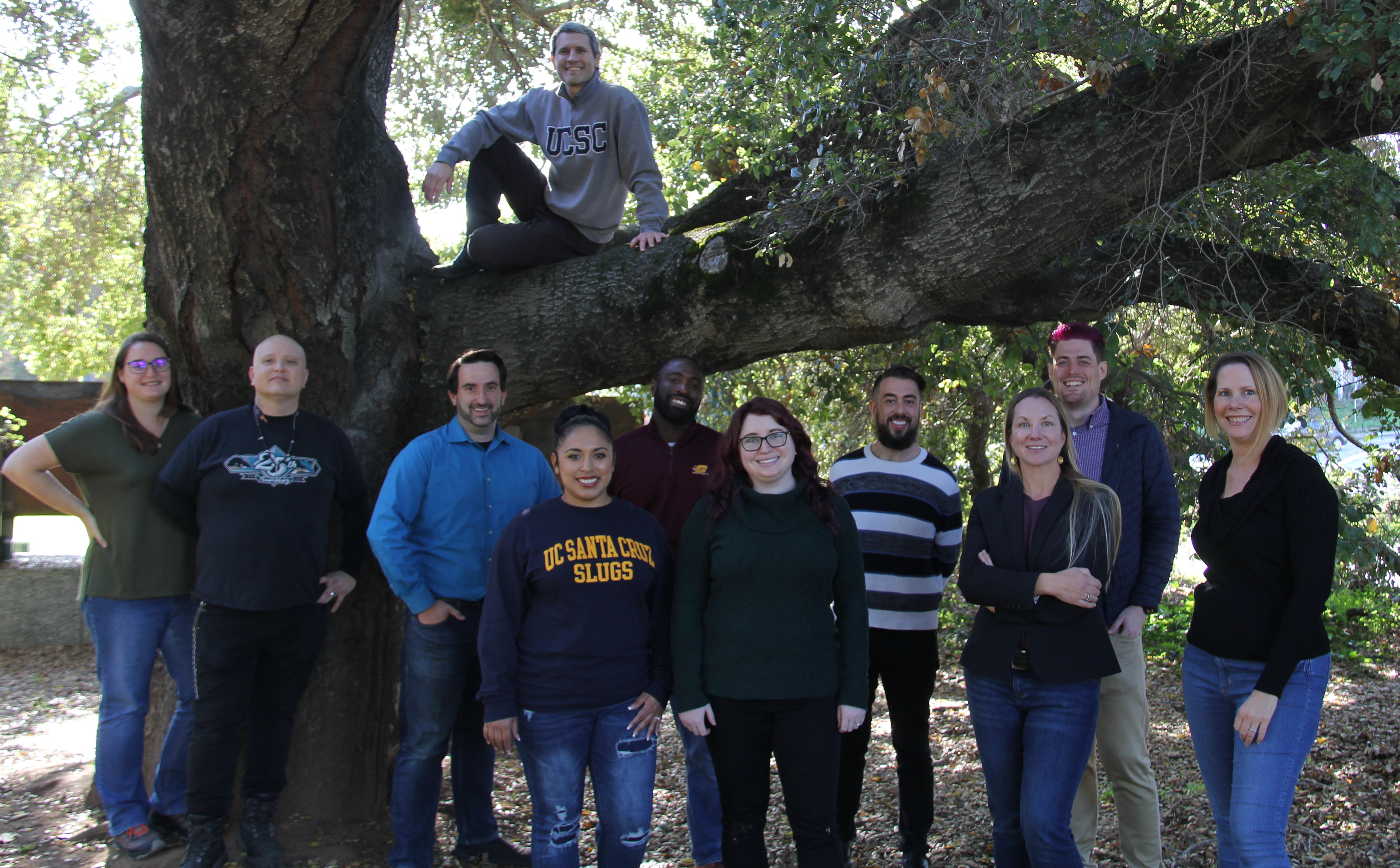 Group Photo of SAB members standing under an oak tree